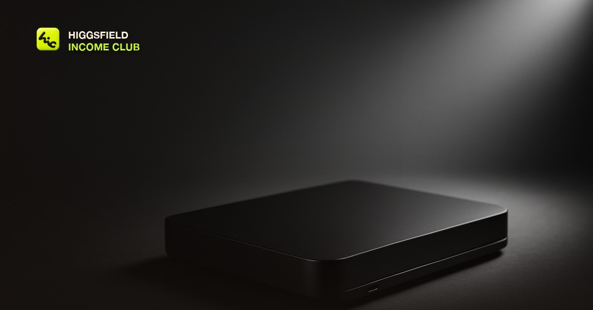A sleek product on a dark surface with dramatic studio lighting and a soft gradient background