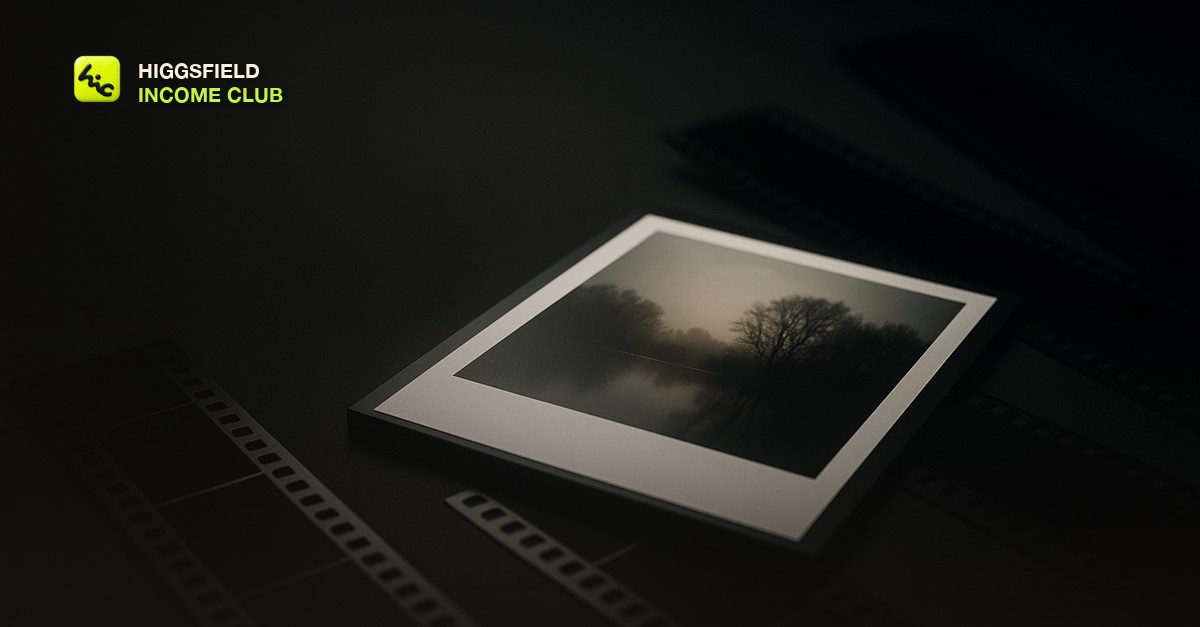 Higgsfield Income Club - a still photograph on a desk beside a monitor, illustrating turning a photo into an AI video clip