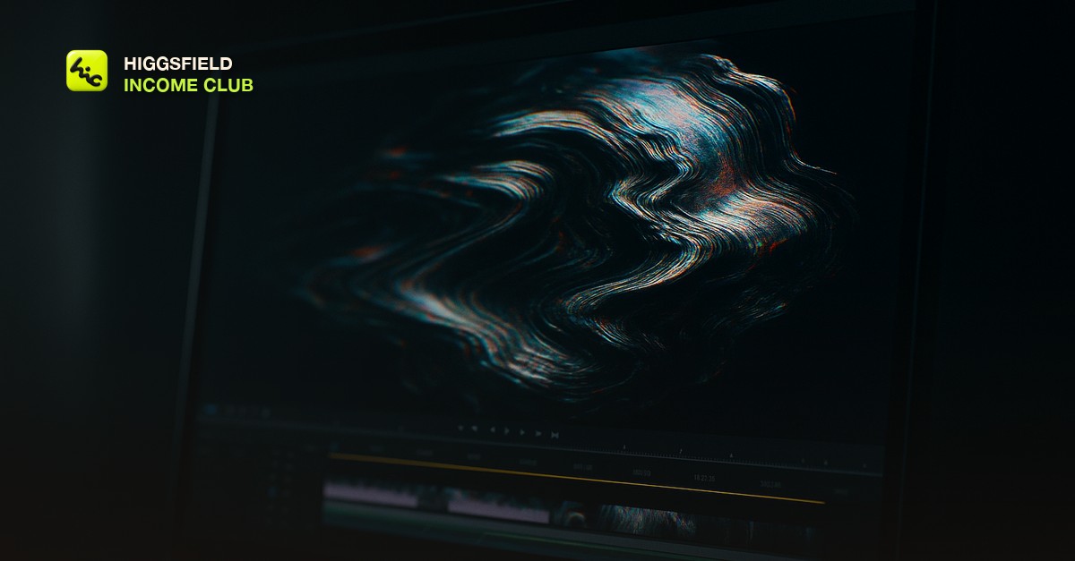 Close-up of a video editing monitor showing a warped digital render artifact frozen mid-frame in a dark studio